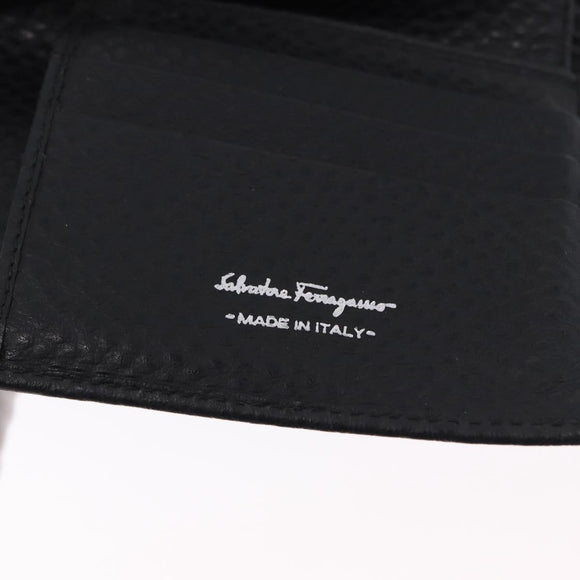 Salvatore Ferragamo Gancini Bifold Wallet Leather Black Silver Auth bs36466