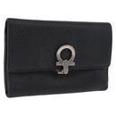 Salvatore Ferragamo Gancini Bifold Wallet Leather Black Silver Auth bs36466-1