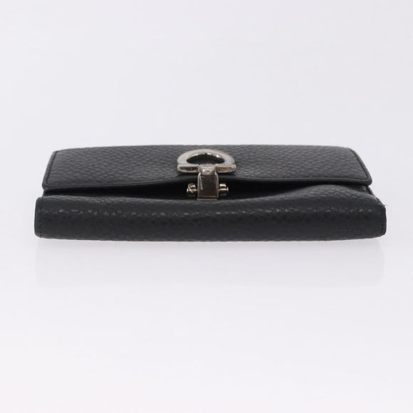 Salvatore Ferragamo Gancini Bifold Wallet Leather Black Silver Auth bs36466