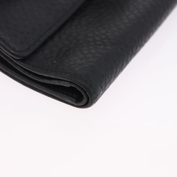 Salvatore Ferragamo Gancini Bifold Wallet Leather Black Silver Auth bs36466