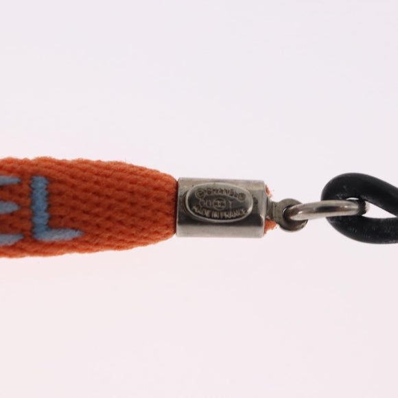 CHANEL Glasses Strap Canvas Orange Silver CC Auth bs36467