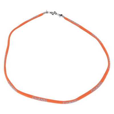 CHANEL Glasses Strap Canvas Orange Silver CC Auth bs36467 - 0