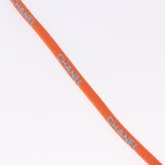 CHANEL Glasses Strap Canvas Orange Silver CC Auth bs36467