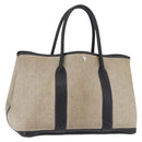 CHANEL Garden Party PM Tote Bag Coated Canvas Beige Silver CC Auth bs36468-1