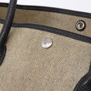CHANEL Garden Party PM Tote Bag Coated Canvas Beige Silver CC Auth bs36468-10