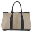 CHANEL Garden Party PM Tote Bag Coated Canvas Beige Silver CC Auth bs36468-13