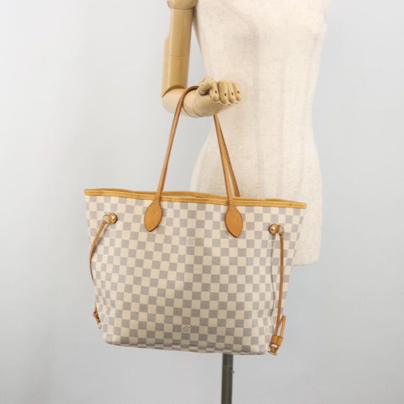 LOUIS VUITTON Damier Azur Neverfull MM Tote Bag N41605 LV Auth bs36475