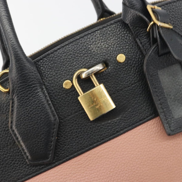 LOUIS VUITTON City Steamer PM Hand Bag Leather Pink Black M51590 LV Auth bs36477