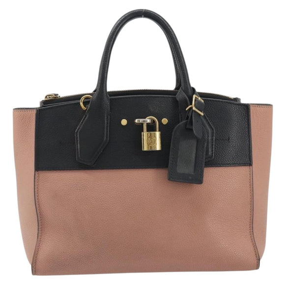 LOUIS VUITTON City Steamer PM Hand Bag Leather Pink Black M51590 LV Auth bs36477