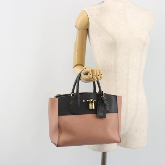 LOUIS VUITTON City Steamer PM Hand Bag Leather Pink Black M51590 LV Auth bs36477