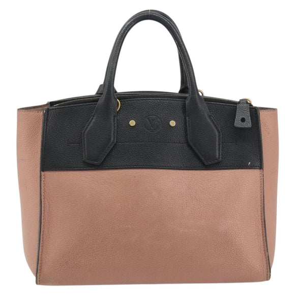 LOUIS VUITTON City Steamer PM Hand Bag Leather Pink Black M51590 LV Auth bs36477