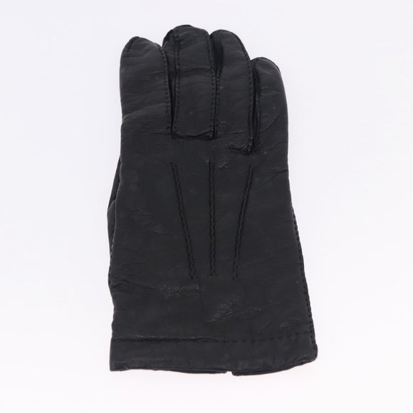 HERMES Gloves Lamb Skin Black Auth bs36480