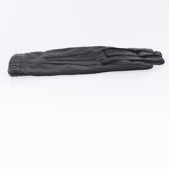 HERMES Gloves Lamb Skin Black Auth bs36480