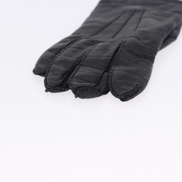 HERMES Gloves Lamb Skin Black Auth bs36480