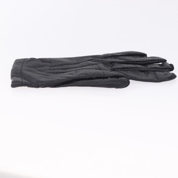HERMES Gloves Lamb Skin Black Auth bs36480