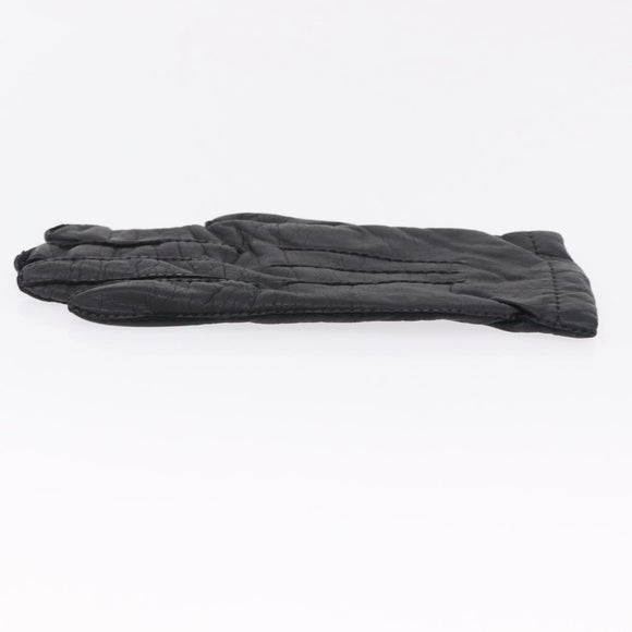 HERMES Gloves Lamb Skin Black Auth bs36480