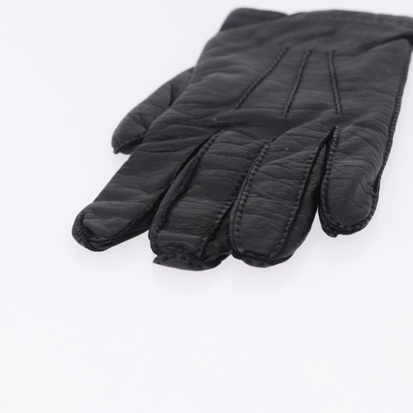 HERMES Gloves Lamb Skin Black Auth bs36480