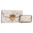 LOUIS VUITTON Monogram Multicolor Wallet 2 Set White LV Auth bs36482-1