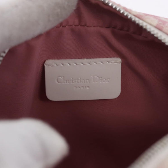 Christian Dior Trotter Canvas Pouch PVC Pink Silver Auth bs36488