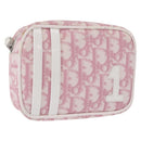 Christian Dior Trotter Canvas Pouch PVC Pink Silver Auth bs36488-1