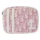 Christian Dior Trotter Canvas Pouch PVC Pink Silver Auth bs36488-2