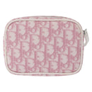 Christian Dior Trotter Canvas Pouch PVC Pink Silver Auth bs36488-3