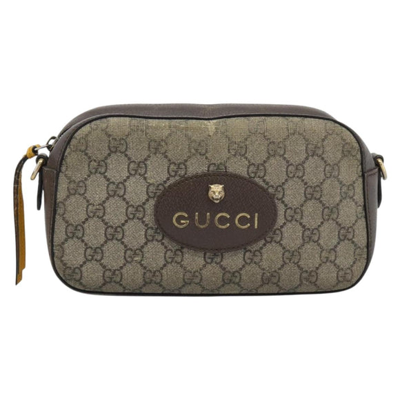 GUCCI GG Supreme Shoulder Bag PVC Beige Gold 476466 Auth bs36490