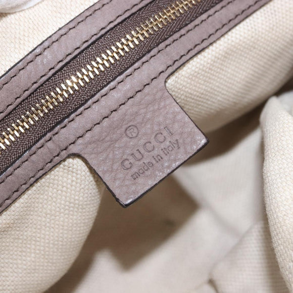 GUCCI Interlocking Shoulder Bag Leather Beige Gold 308983 Auth bs36491