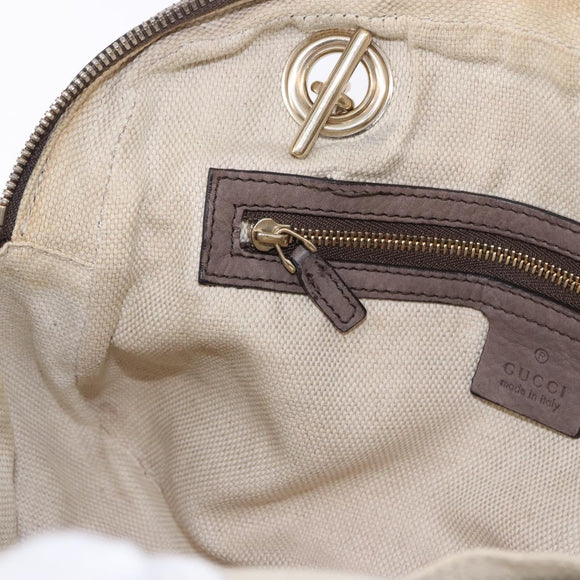 GUCCI Interlocking Shoulder Bag Leather Beige Gold 308983 Auth bs36491