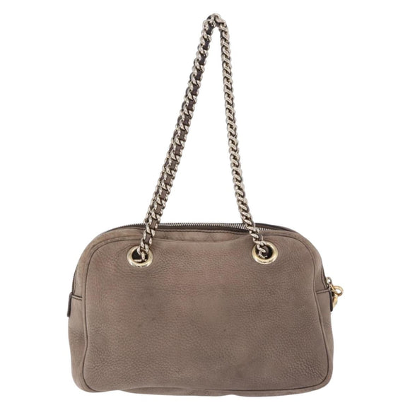 GUCCI Interlocking Shoulder Bag Leather Beige Gold 308983 Auth bs36491