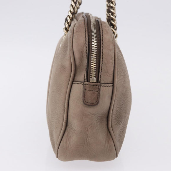 GUCCI Interlocking Shoulder Bag Leather Beige Gold 308983 Auth bs36491