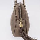 GUCCI Interlocking Shoulder Bag Leather Beige Gold 308983 Auth bs36491-6