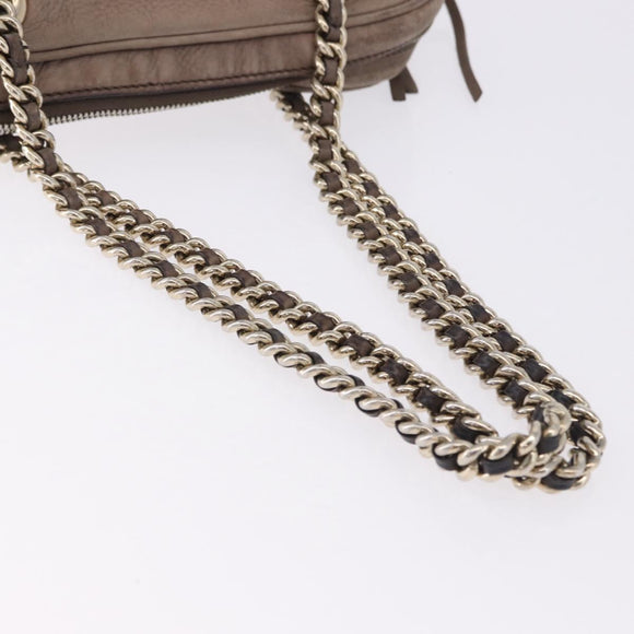 GUCCI Interlocking Shoulder Bag Leather Beige Gold 308983 Auth bs36491