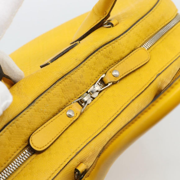 GUCCI Diamante Hand Bag Leather Yellow Silver 354332 Auth bs36492