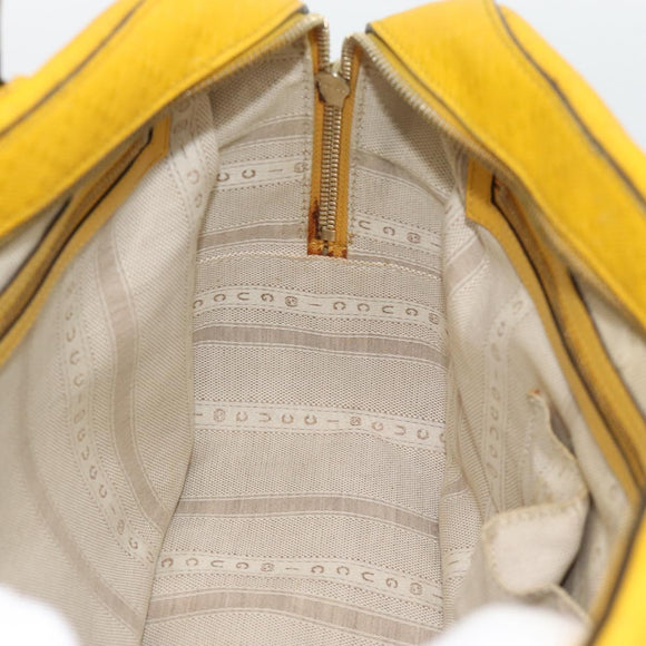 GUCCI Diamante Hand Bag Leather Yellow Silver 354332 Auth bs36492
