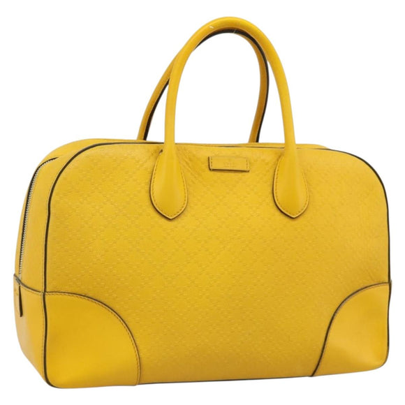 GUCCI Diamante Hand Bag Leather Yellow Silver 354332 Auth bs36492
