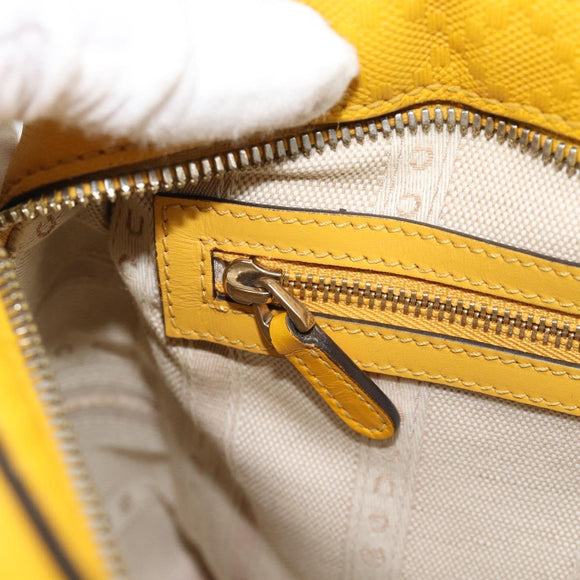 GUCCI Diamante Hand Bag Leather Yellow Silver 354332 Auth bs36492
