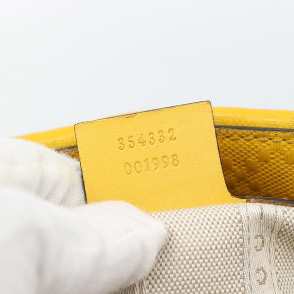 GUCCI Diamante Hand Bag Leather Yellow Silver 354332 Auth bs36492