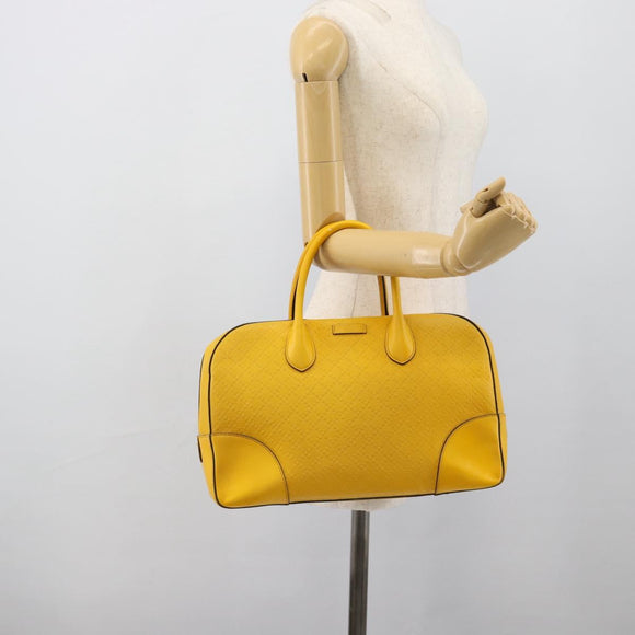 GUCCI Diamante Hand Bag Leather Yellow Silver 354332 Auth bs36492