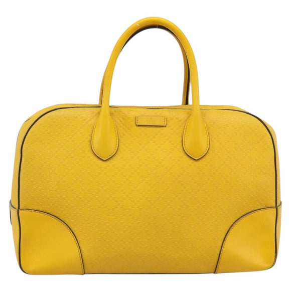 GUCCI Diamante Hand Bag Leather Yellow Silver 354332 Auth bs36492