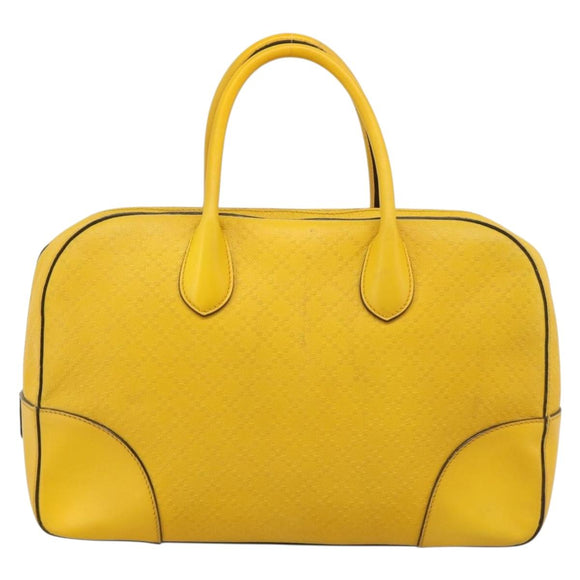 GUCCI Diamante Hand Bag Leather Yellow Silver 354332 Auth bs36492