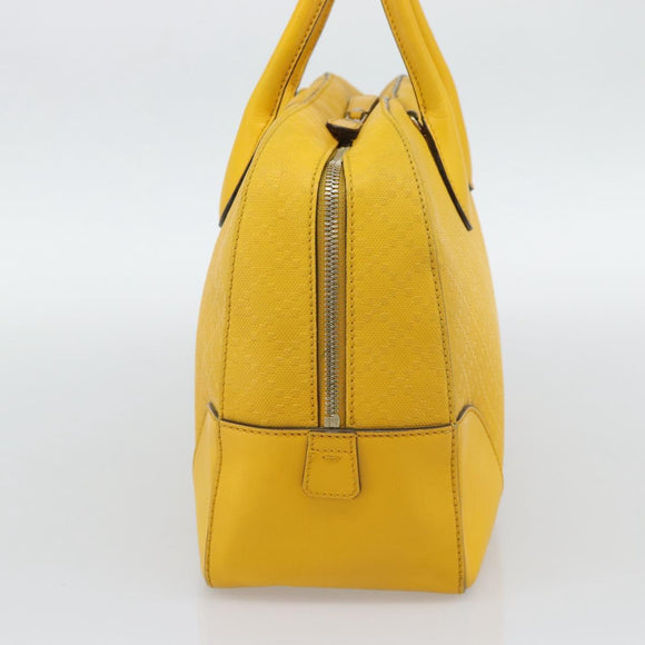 GUCCI Diamante Hand Bag Leather Yellow Silver 354332 Auth bs36492