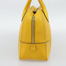 GUCCI Diamante Hand Bag Leather Yellow Silver 354332 Auth bs36492-4