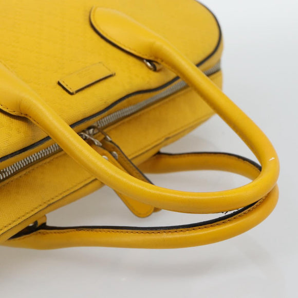 GUCCI Diamante Hand Bag Leather Yellow Silver 354332 Auth bs36492