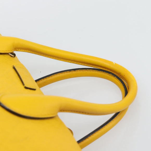 GUCCI Diamante Hand Bag Leather Yellow Silver 354332 Auth bs36492