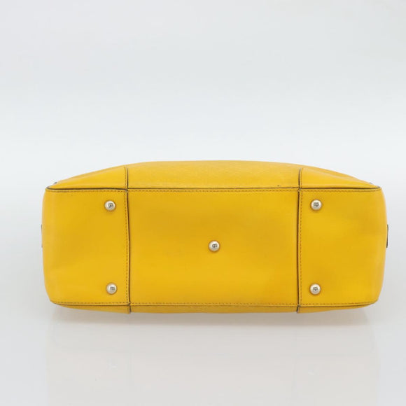 GUCCI Diamante Hand Bag Leather Yellow Silver 354332 Auth bs36492
