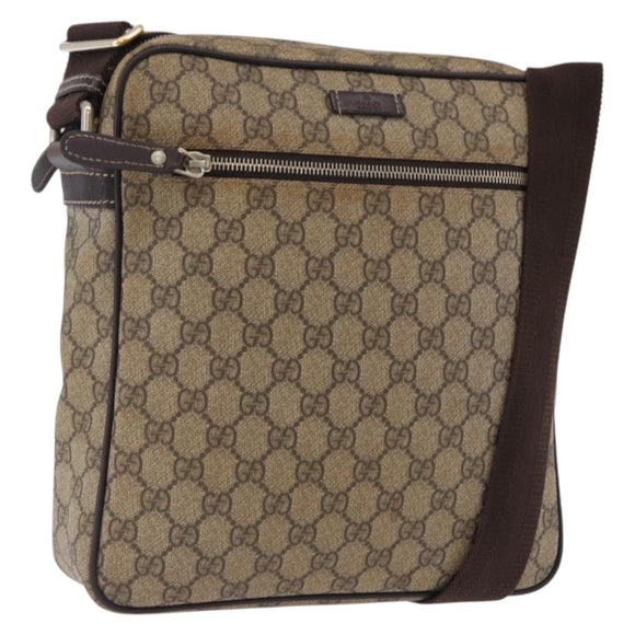 GUCCI GG Supreme Shoulder Bag PVC Beige Gold 201448 Auth bs36493