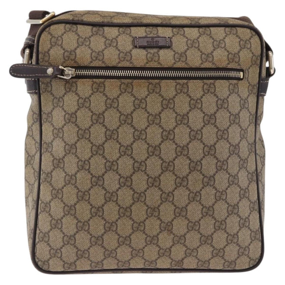 GUCCI GG Supreme Shoulder Bag PVC Beige Gold 201448 Auth bs36493