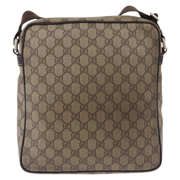 GUCCI GG Supreme Shoulder Bag PVC Beige Gold 201448 Auth bs36493