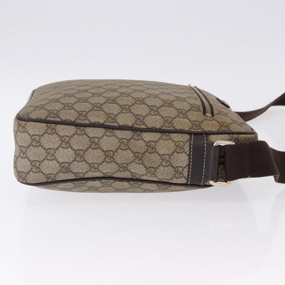GUCCI GG Supreme Shoulder Bag PVC Beige Gold 201448 Auth bs36493